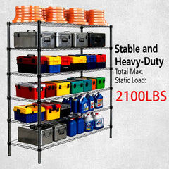 3 Tier Metal Shelf Wire Shelving Unit - Set of 2, 1050lbs Capacity Heavy Duty Adjustable Storage Rack with Shelf Liners, Extensible to 6 Tier 2100lbs Shelving Designs,  48" L x 18" D x 96" H, Black