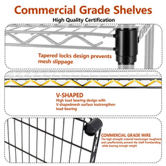 3 Tier Metal Shelf Wire Shelving Unit - Set of 2, 1050lbs Capacity Heavy Duty Adjustable Storage Rack with Shelf Liners, Extensible to 6 Tier 2100lbs Shelving Designs,  48" L x 18" D x 96" H, Black