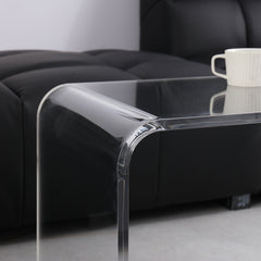 HOMCOM 39.25" Long Rectangle All Acrylic 15mm Thick Waterfall Coffee Table, Clear