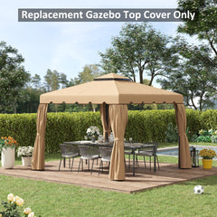 Outsunny 9.8' x 9.8' Gazebo Replacement Canopy, Gazebo Top Cover with Double Vented Roof for Garden Patio Outdoor (TOP ONLY), Khaki