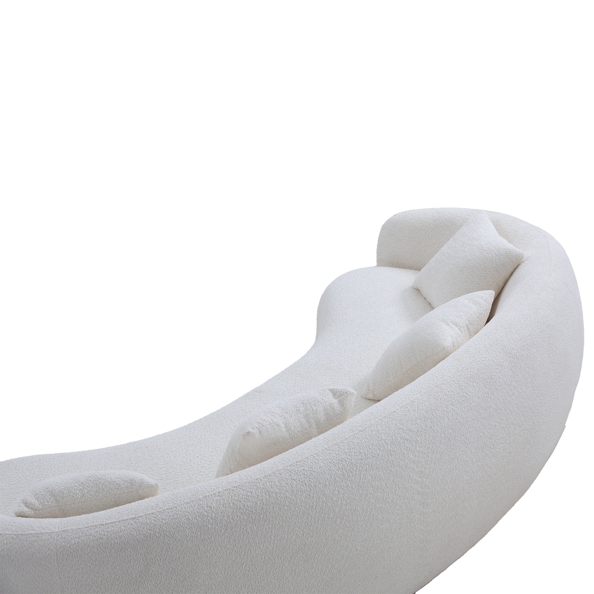 102'' 5-Seater Boucle Sofa Modern Sectional Half Moon Leisure Couch Curved Sofa Teddy Fleece Velet  WHITE