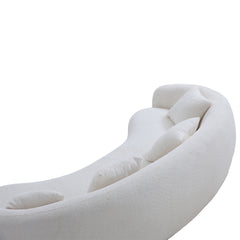 102'' 5-Seater Boucle Sofa Modern Sectional Half Moon Leisure Couch Curved Sofa Teddy Fleece Velet  WHITE