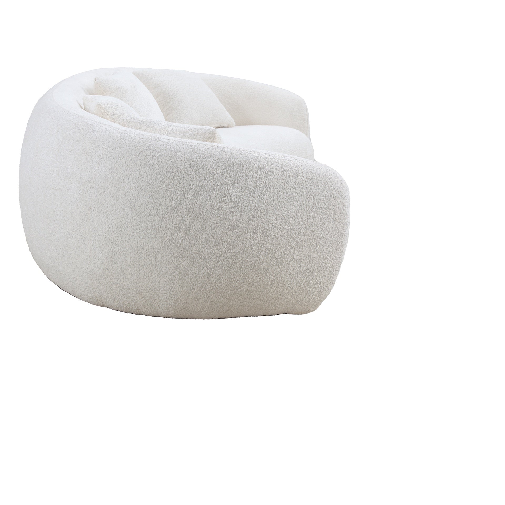 102'' 5-Seater Boucle Sofa Modern Sectional Half Moon Leisure Couch Curved Sofa Teddy Fleece Velet  WHITE