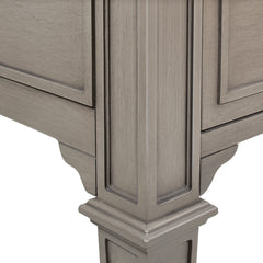 Dauphin Gold Accent 5-Drawer Wood Executive Desk Grey Cashmere Rubber Wood & Veneer
