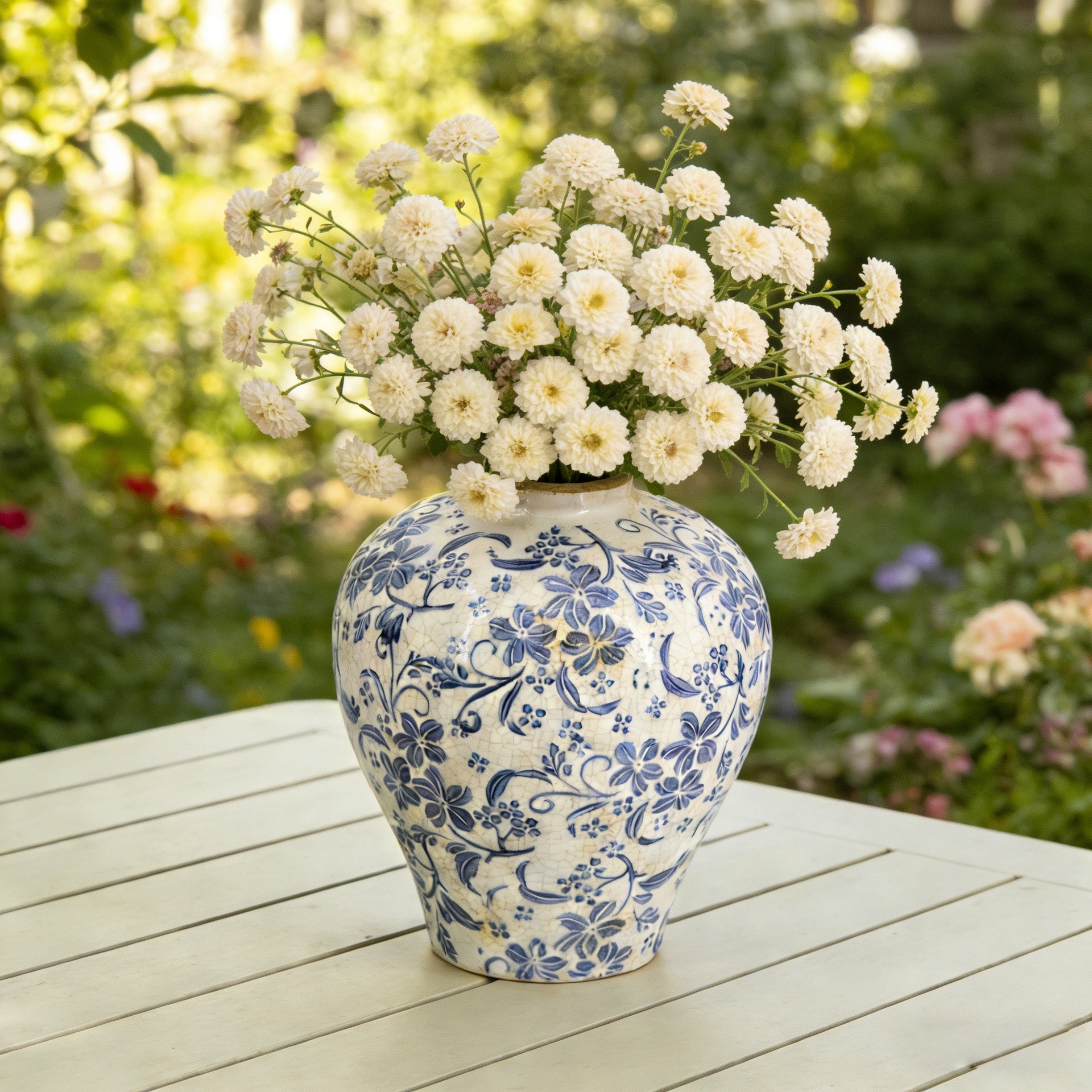 D7.7x9.1" Flower Vase with Round Design