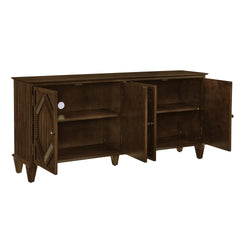 65.2" Mid Century Modern Sideboard Buffet Cabinet with Storage, Symmetrical Geometric Accent Coffee Bar Wine Bar Storage Cabinet, Large Console Table for Living Room/Entryway/Kitchen, Walnut