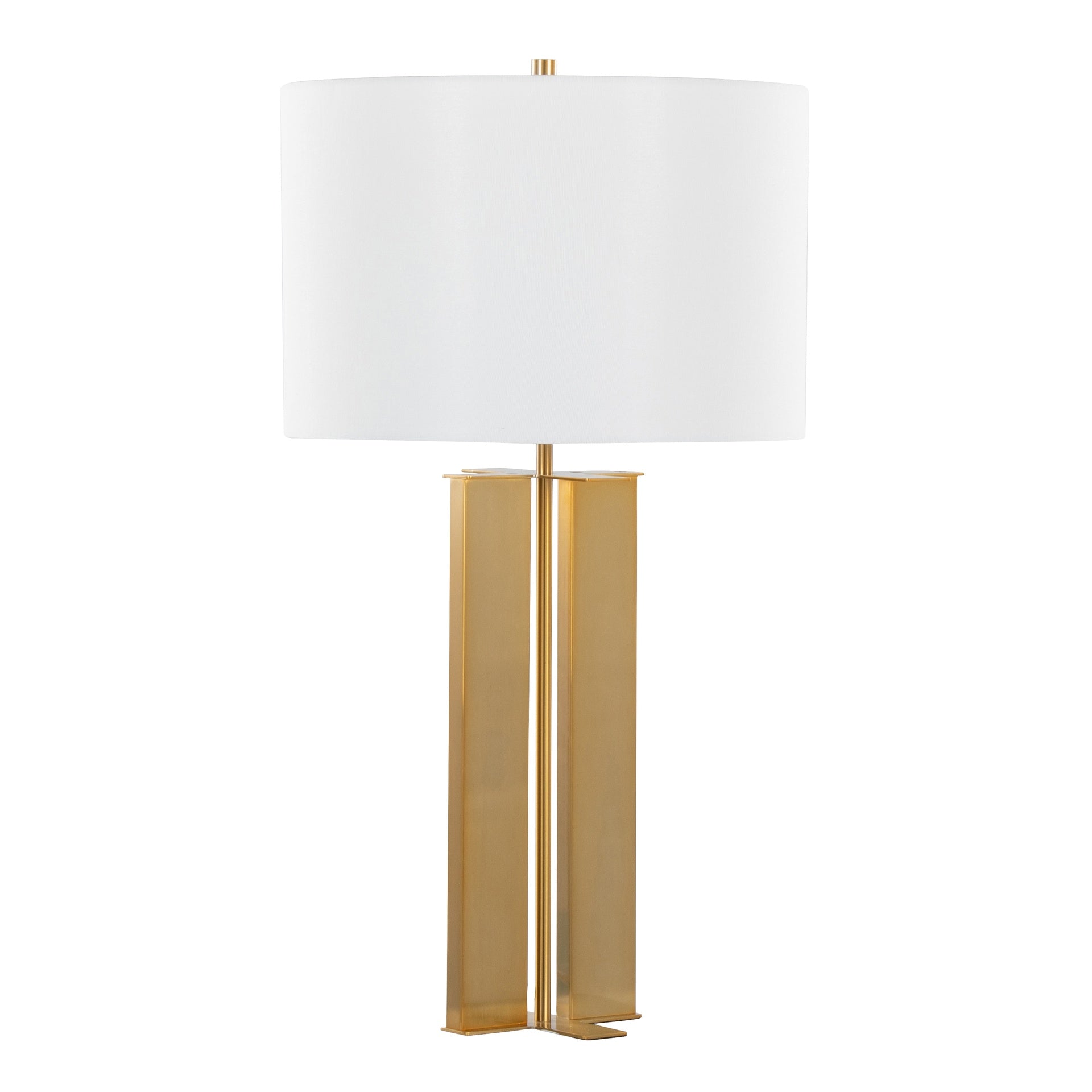 Cosmo 28" Glam Metal Table Lamp in Antique Brass and White Linen by LumiSource