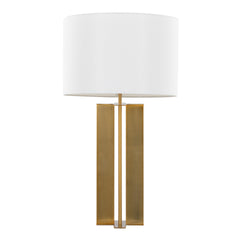 Cosmo 28" Glam Metal Table Lamp in Antique Brass and White Linen by LumiSource