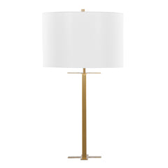 Cosmo 28" Glam Metal Table Lamp in Antique Brass and White Linen by LumiSource