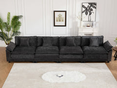 Wider Armrest 3 Seats (Ottoman is not included), Modern Sectional Couch, for Living Room Bedroom and Apartment, Comfy Double Layer Upholstered Seat Cushion, Breathable Chenille Fabric,Black,SW5044BK