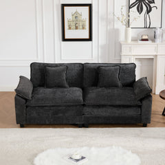Wider Armrest LoveSeat (Ottoman is not included), Modern Sectional Couch, for Living Room Bedroom and Apartment, Comfy Double Layer Upholstered Seat Cushion, Breathable Chenille Fabric, Black,SW5042BK