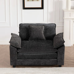 Cloud Sofa Single Seat (Ottoman is not included), Modern Sectional Couch, for Living Room Bedroom and Apartment, Comfy Double Layer Upholstered Seat Cushion, Breathable Chenille Fabric, Black,SW5041BK