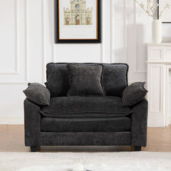 Cloud Sofa Single Seat (Ottoman is not included), Modern Sectional Couch, for Living Room Bedroom and Apartment, Comfy Double Layer Upholstered Seat Cushion, Breathable Chenille Fabric, Black,SW5041BK