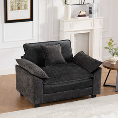 Cloud Sofa Single Seat (Ottoman is not included), Modern Sectional Couch, for Living Room Bedroom and Apartment, Comfy Double Layer Upholstered Seat Cushion, Breathable Chenille Fabric, Black,SW5041BK