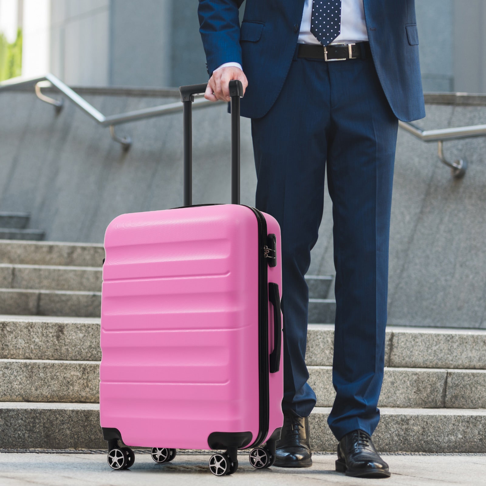 6-Piece ABS Hardshell Luggage Set - Lightweight & Durable Suitcases with Dual Spinner Wheels, Carry-On & Check-In Sizes for Travel & Business