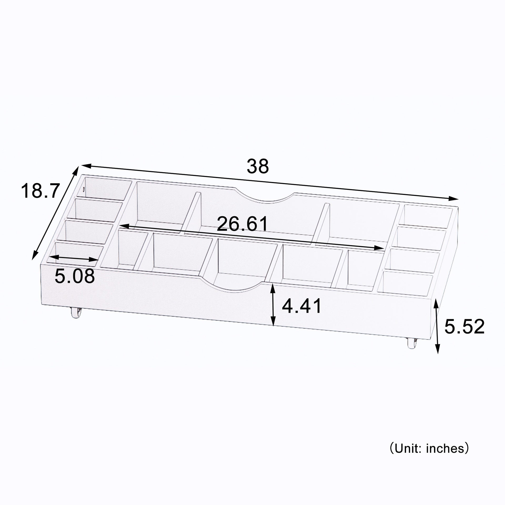 The 2 in 1 Rollaway Play Table and Toy Organizer Compatible with Lego Suitable for Storing Under Bed or Sofa-White (38" x 18.7" x 5.9")