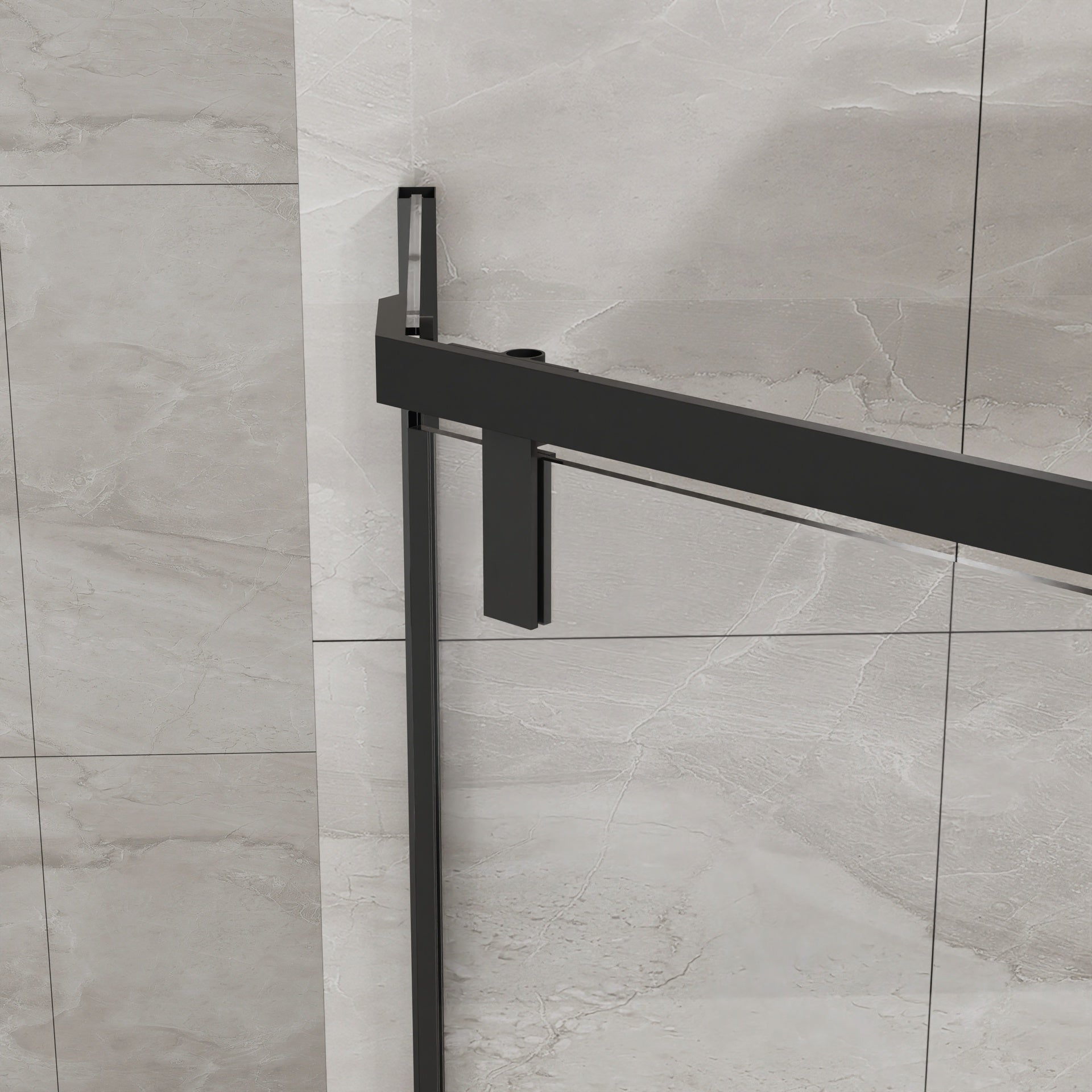 Goodyo Neo-Angle Frameless Shower Door 36 in.D x 36 in.W x 72 in.H Corner Shower Enclosure with Clear SGCC Tempered Glass Pivot Shower Door in Matte Black Finish
