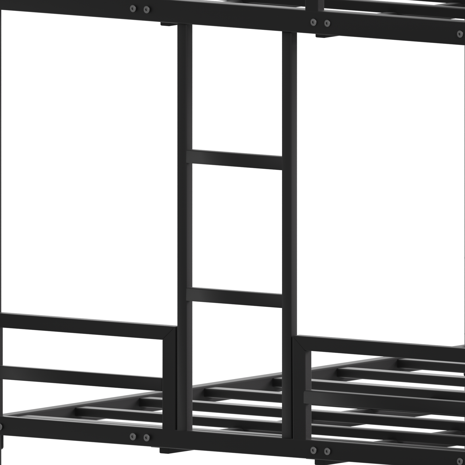 Queen Bunk Bed, Metal Bed Frame With Full-Length Guardrail and Ladder, Black,Custom mattress needed
