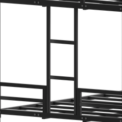 Queen Bunk Bed, Metal Bed Frame With Full-Length Guardrail and Ladder, Black,Custom mattress needed