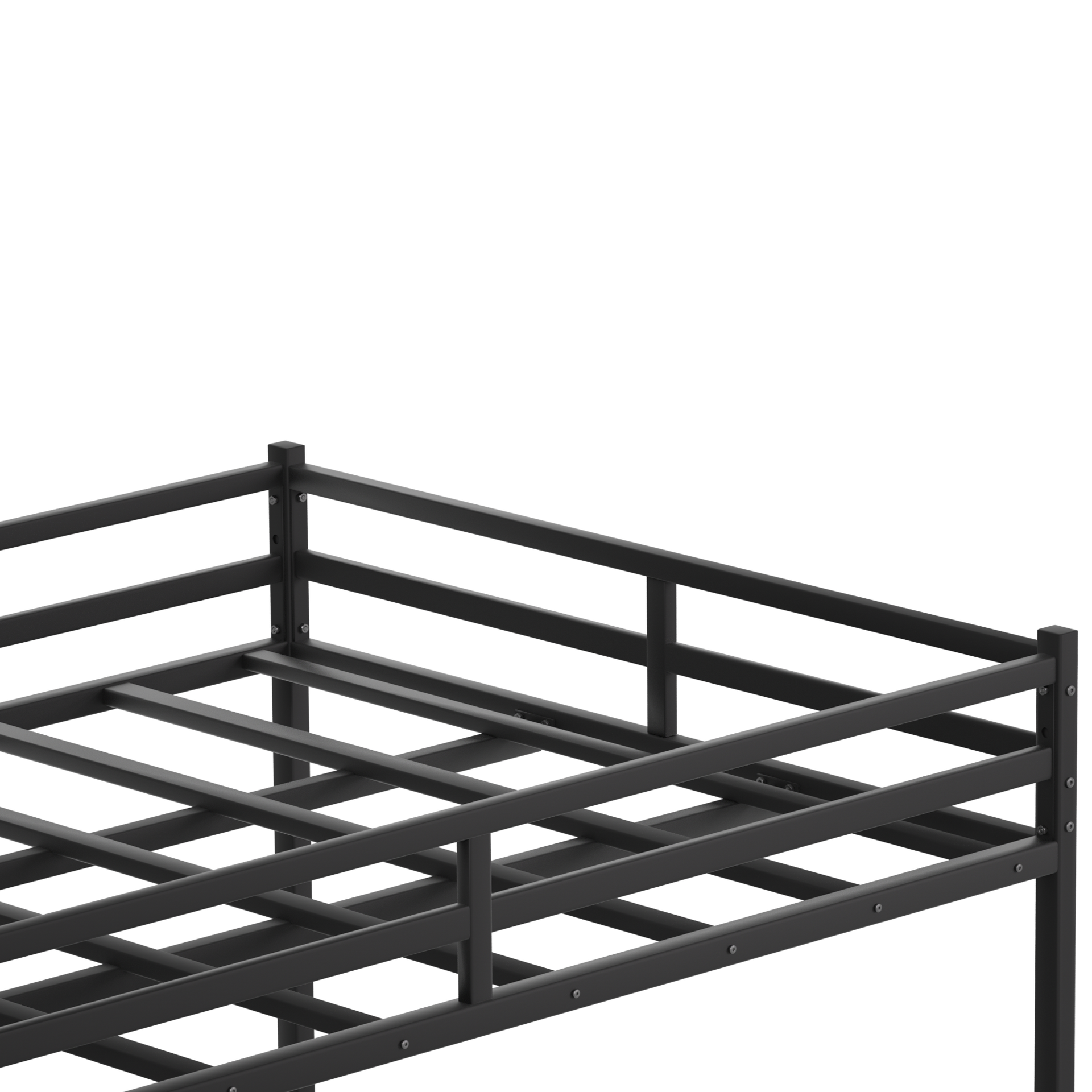 Queen Bunk Bed, Metal Bed Frame With Full-Length Guardrail and Ladder, Black,Custom mattress needed