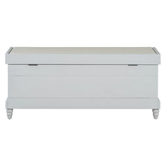 TREXM Classic Shoe Bench with Cushion and Three Drawers, Fluted Entryway Bench with Storage for Living Room, Entryway, and Hallways