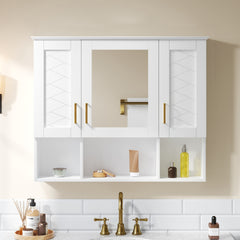35 inch 2-in-1  Wall Mounted Medicine Cabinet with Adjustable Shelves & Soft Close Doors, High-Define Mirror with Storage for Bathroom Vanity