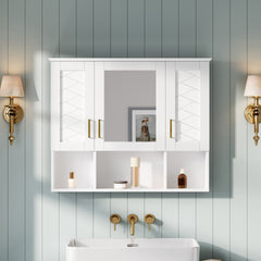 35 inch 2-in-1  Wall Mounted Medicine Cabinet with Adjustable Shelves & Soft Close Doors, High-Define Mirror with Storage for Bathroom Vanity