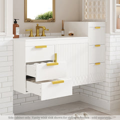 Wall Mounted Floating Cabinet, 12inch Side Cabinet with Drawers, Mutifunctional Cabinet for Bathroom, Living Room (Bathroom Vanity Not Included)