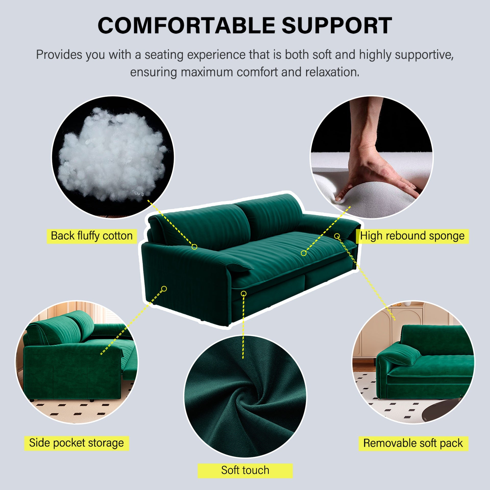 66" Queen Pull Out Sofa Bed, 3-in-1 Convertible Sleeper Sofa with Side Storage,Multi-Functional Velvet Loveseat Bed for Living Room,Bedroom,Apartment,Office.(Old Sku:W1885S00046/W1885S00116)