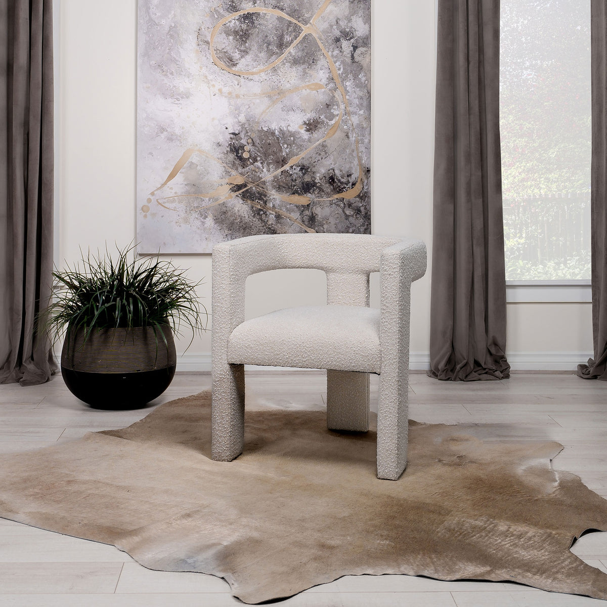 Verda White Upholstered Accent Side Chair