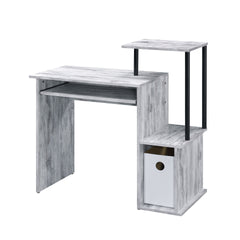 Antique White and Black Computer Desk with Keyboard Tray