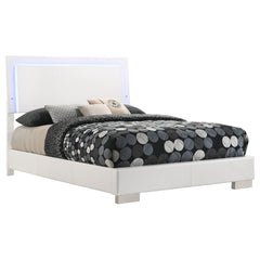 Felicity White High Gloss Wood Full LED Panel Bed
