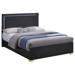 Jeremiah Black Wood Queen LED Panel Bed