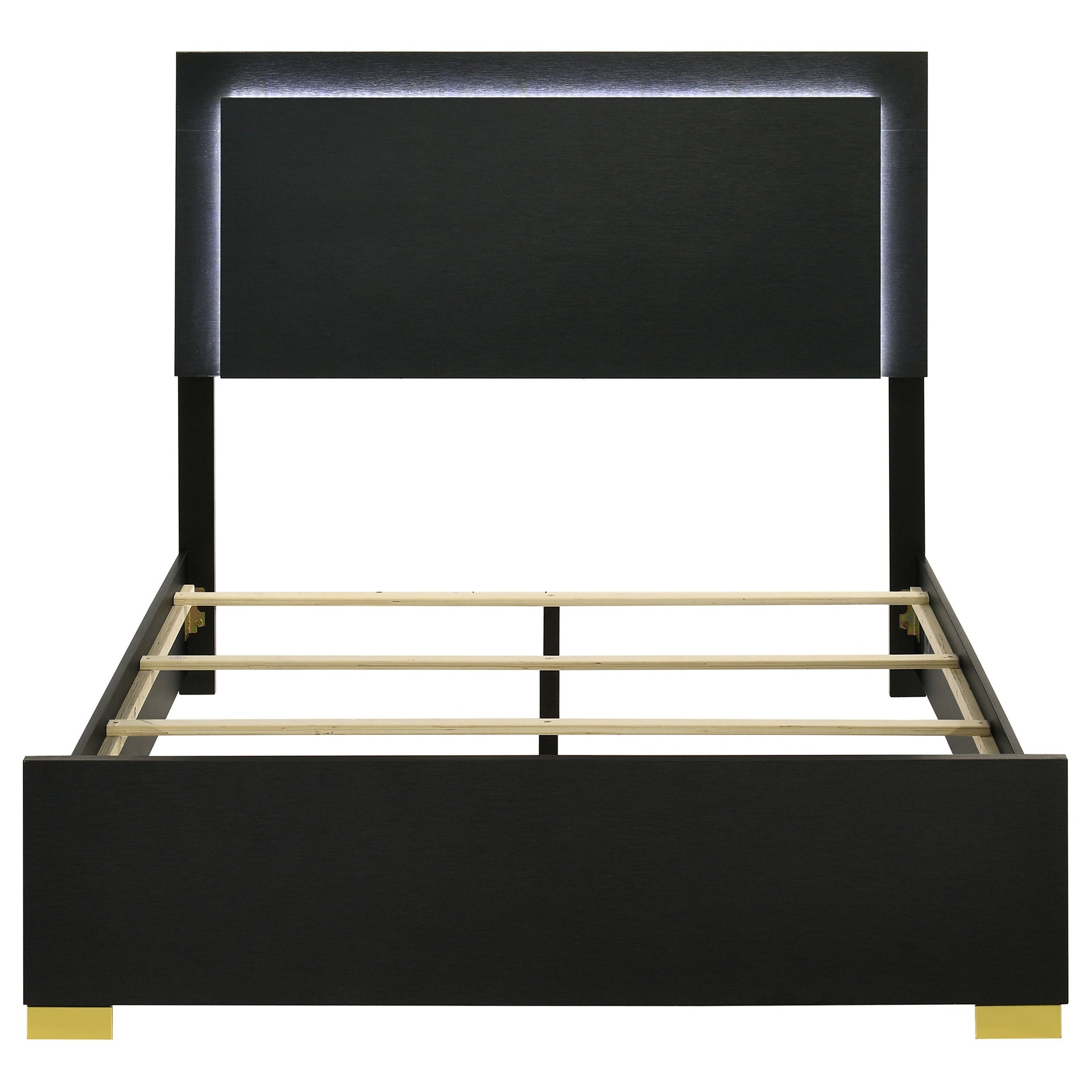 Jeremiah Black Wood Queen LED Panel Bed