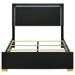 Jeremiah Black Wood Queen LED Panel Bed