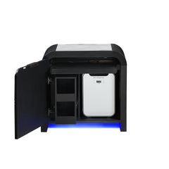 Beverly Black and White Nightstand with cooler and Speaker
