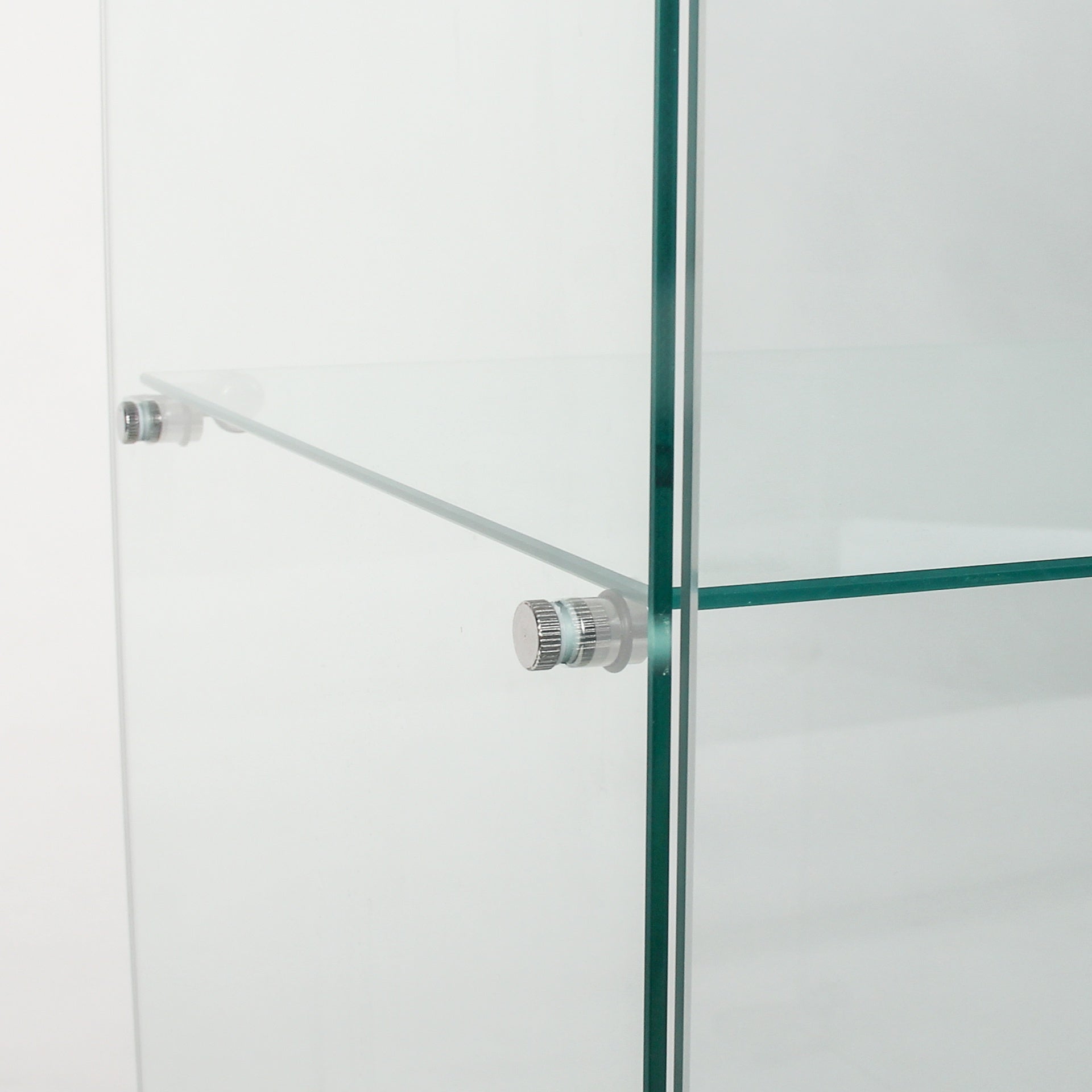 Two Door Glass Cabinet Glass Display Cabinet with 5 Shelves, White