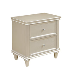 Silver Finish 1pc Nightstand of Textural Drawer Fronts Polished Knobs Modern Traditional Bedroom Furniture