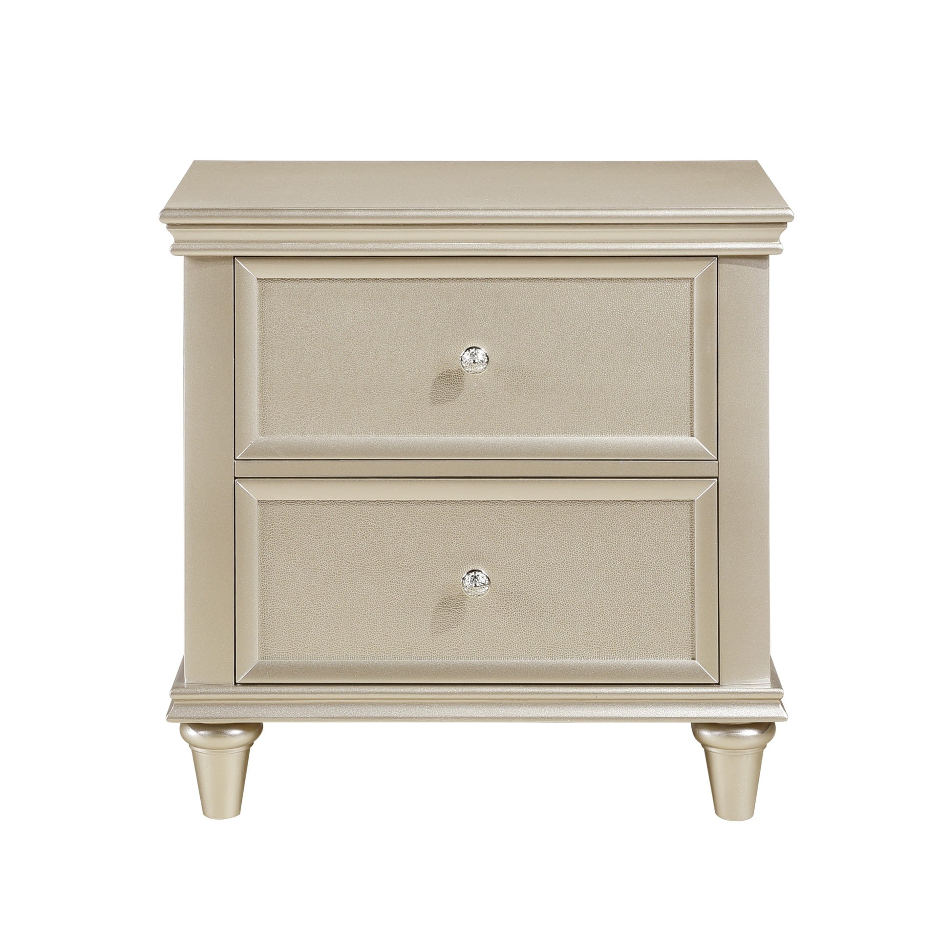 Silver Finish 1pc Nightstand of Textural Drawer Fronts Polished Knobs Modern Traditional Bedroom Furniture