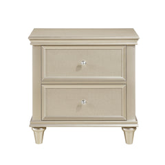 Silver Finish 1pc Nightstand of Textural Drawer Fronts Polished Knobs Modern Traditional Bedroom Furniture
