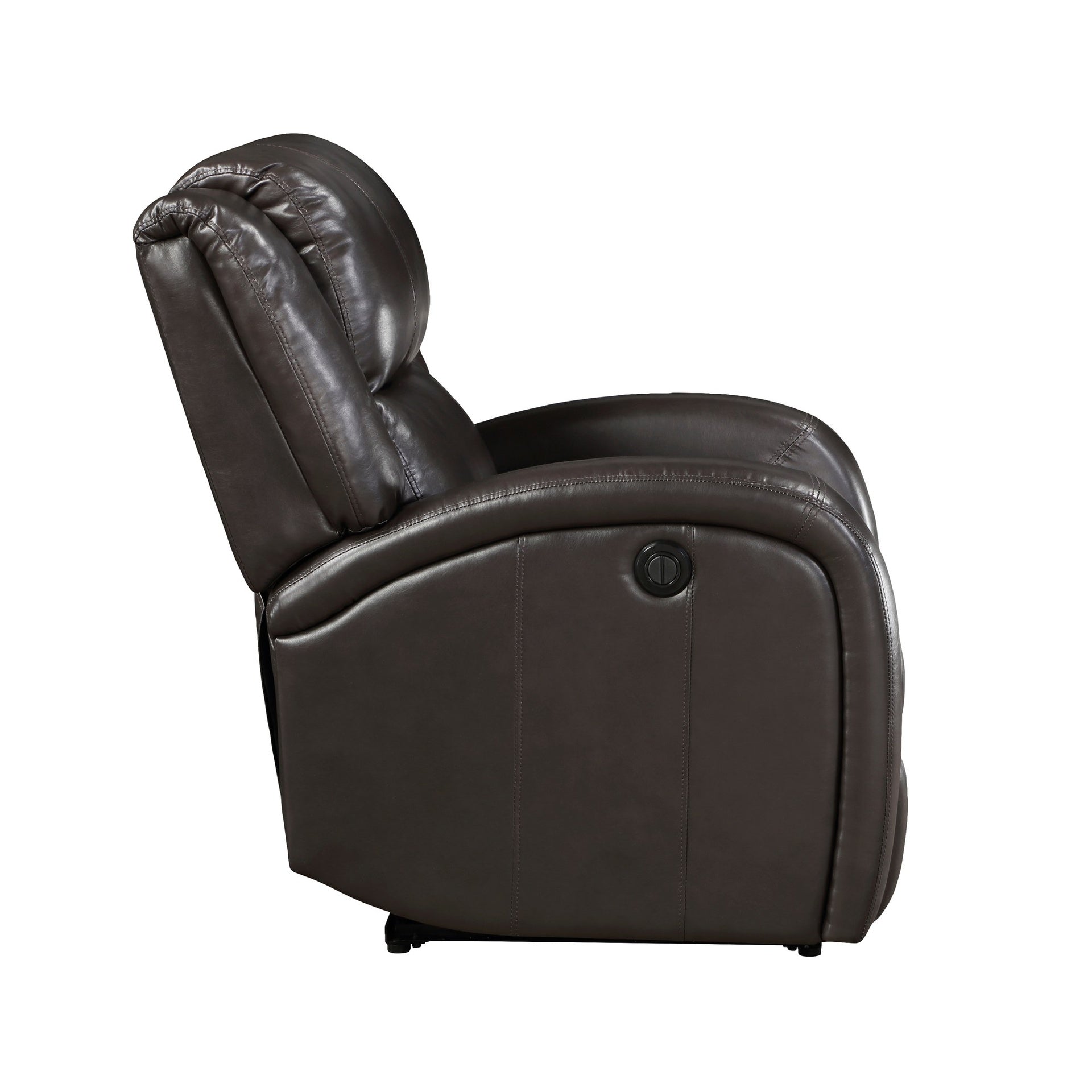 Modern Living Room Furniture 1pc Power Reclining Chair Brown Faux Leather Upholstery Plush Seating Solid Wood Frame