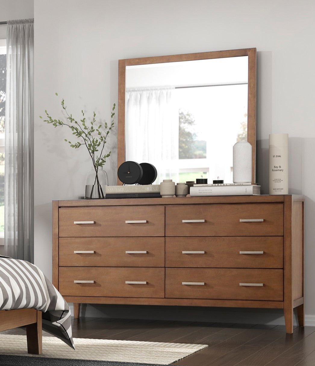 Transitional Bedroom Furniture 1pc Dresser of 6x Drawers Light Brown Finish Wooden