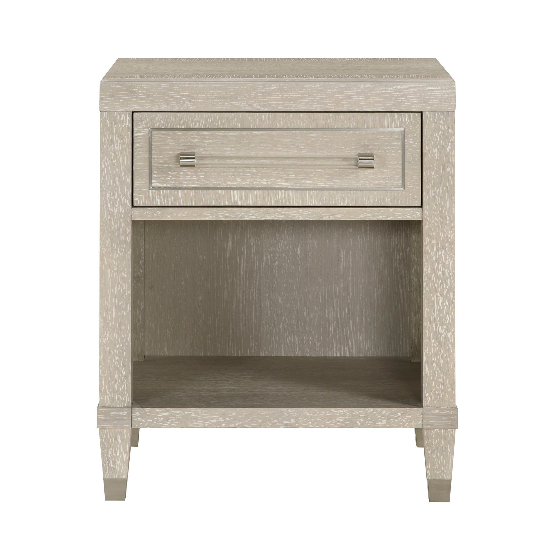 Elegant Light Oak Finish Nightstand with Charging Ports Storage Drawer and Shelf Modern Glam Bedroom Durable Wooden Furniture 1pc
