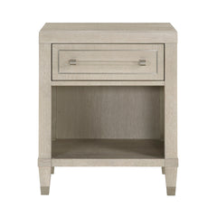 Elegant Light Oak Finish Nightstand with Charging Ports Storage Drawer and Shelf Modern Glam Bedroom Durable Wooden Furniture 1pc