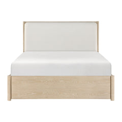 Queen Platform Bed Upholstered Headboard with USB Charging Ports Built-in Shelves Footboard Storage Bedroom Furniture 1pc