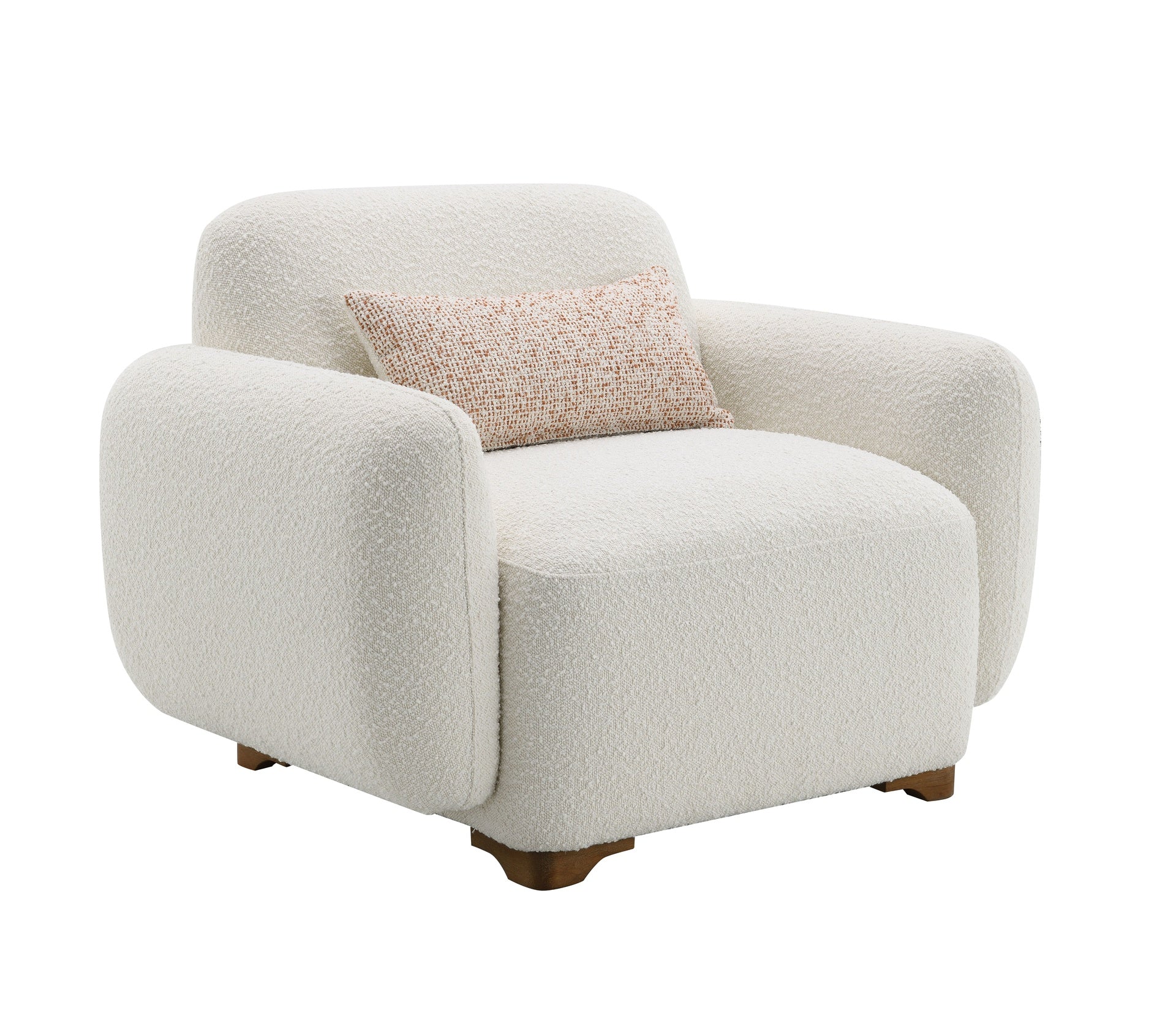Darius Beige Boucle Accent Chair with 1 Toss Pillow