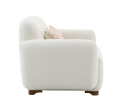Darius Beige Boucle Accent Chair with 1 Toss Pillow