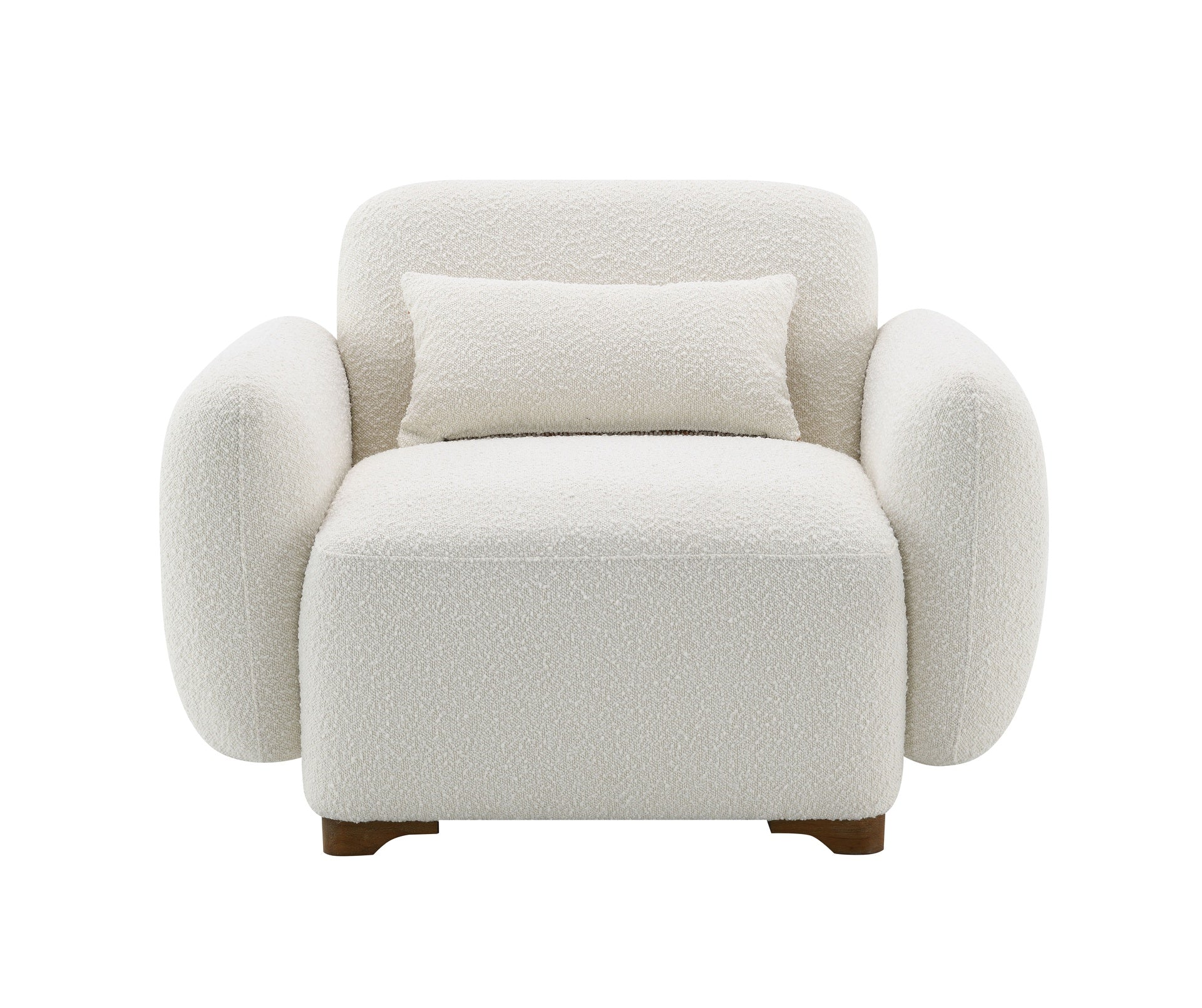 Darius Beige Boucle Accent Chair with 1 Toss Pillow