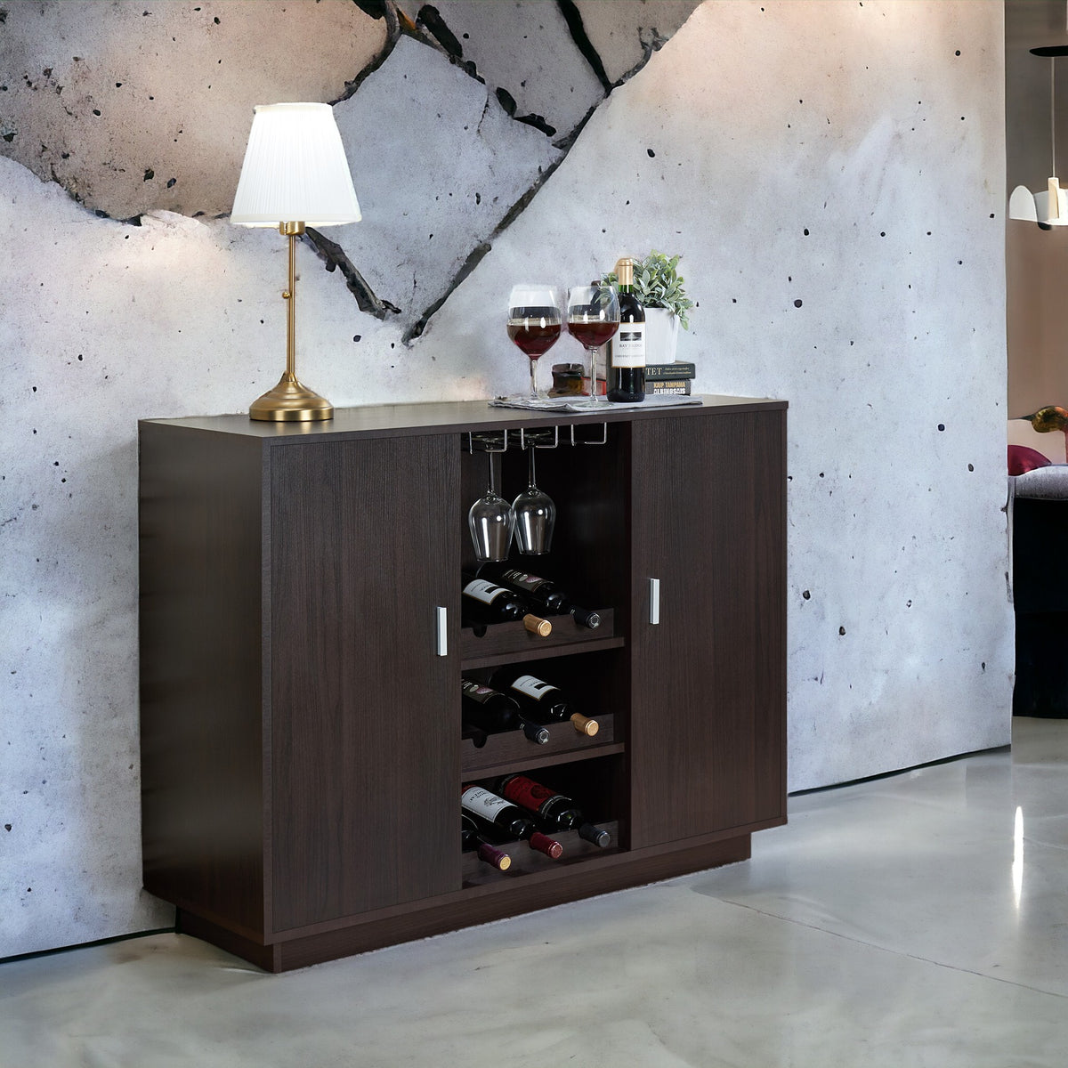 Hazen  Espresso Finish Wine Cabinet II