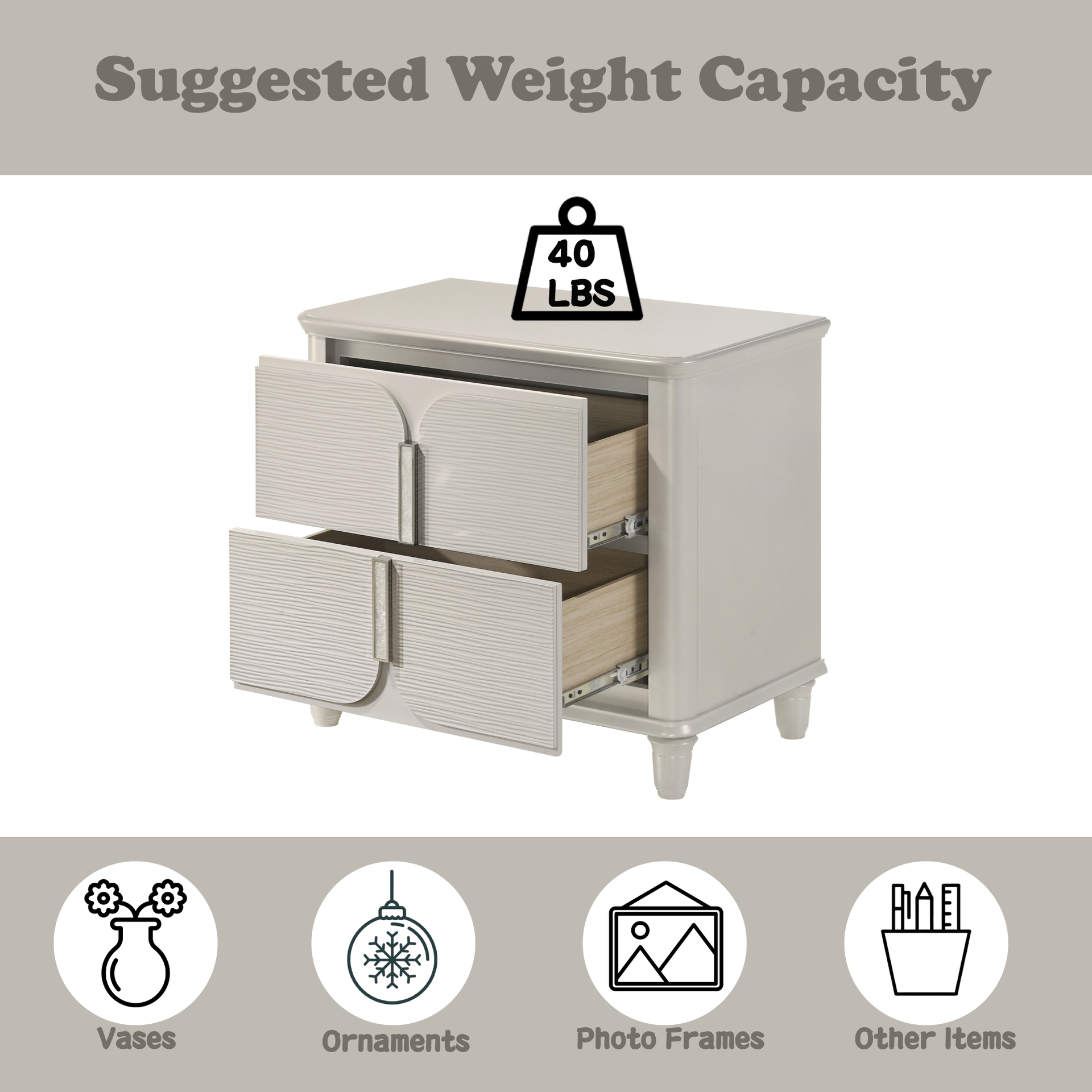 Laveda Pearl White Finish Nightstand